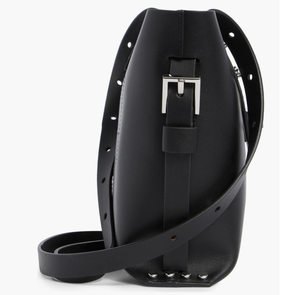New AllSaints Miro Black Leather Crossbody Shoulder Bucket With Dust Bag- NWT - Picture 4 of 12